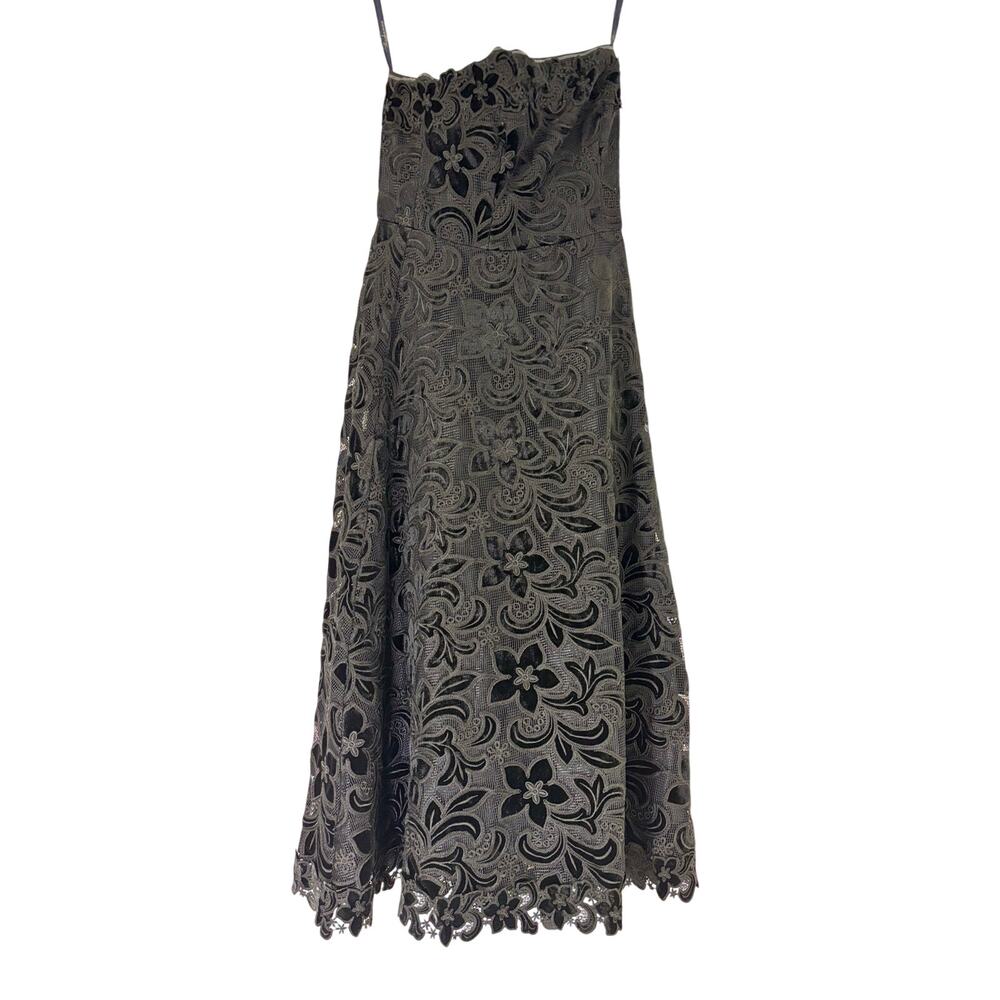Shoshanna Anessa Black Velvet Floral Strapless Maxi Dress Size 2 - Picture 4 of 12